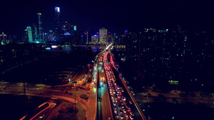 广州猎德大道城市交通城市夜景航拍车流66秒视频