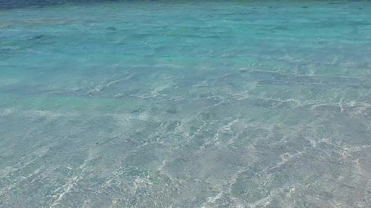天堂度假胜地海滩探险的夏季风景浅海和棕榈附近的白沙视频