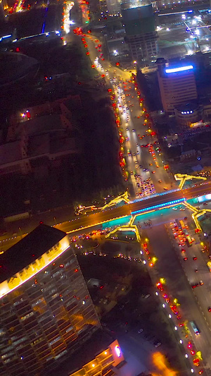 城市夜景交通航拍繁华夜景34秒视频