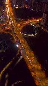 城市夜景交通航拍公路交通视频