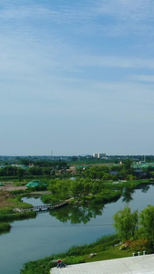 西安鄠邑区渼陂湖景区紫烟阁塔航拍西安旅游视频