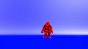 红色3D角色在紫色背景下跳舞38秒视频