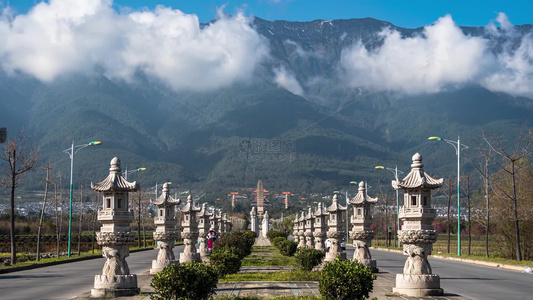 大理崇圣路崇圣寺三塔苍山云海延时视频