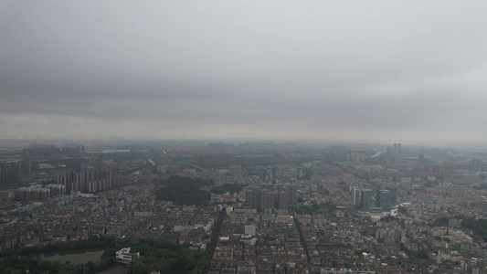 城市极端天气暴雨来袭航拍广东中山视频