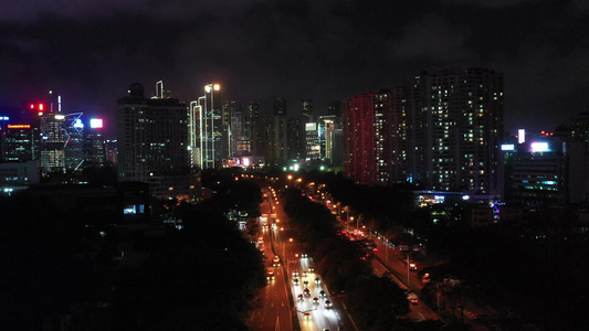 深圳南山方向车流夜景视频