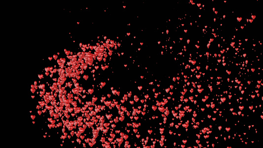 三维红色爱心转场粒子动画视频
