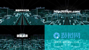 科技感3D城市背景企业年会开场logo展现AE模板13秒视频