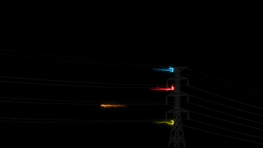 电线上的能量和电电线杆上的蓝色火花视频