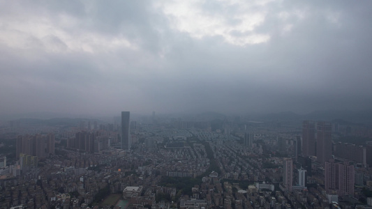 城市极端天气暴雨来袭航拍广东中山视频