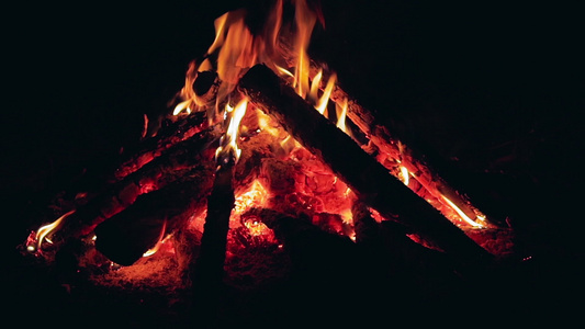 木炭燃烧火焰视频