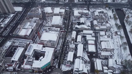 城市雪景视频