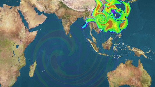 世界地图上的气象图跟踪飓风天气图视频