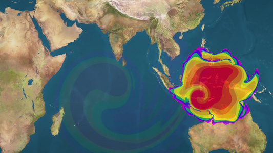 世界地图上的气象图跟踪飓风天气图视频