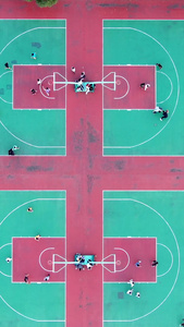 航拍校园球场打篮球国际篮球日视频