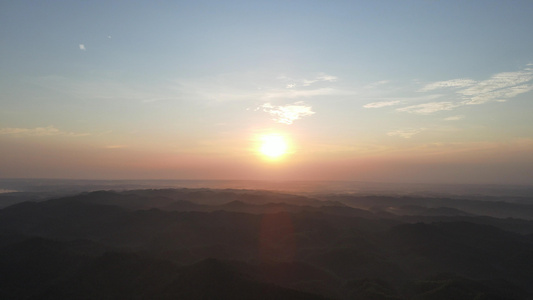 航拍大自然山川森林日出视频