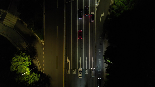 城市夜晚道路车流航拍视频