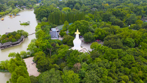 5A风景区瘦西湖地标白塔航拍合集4K47秒视频