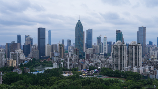 延时摄影4k素材武汉城市天际线天空流动的云视频