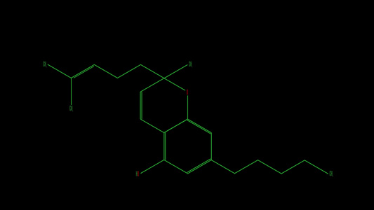 动画绿线绘制cannabichromene分子视频