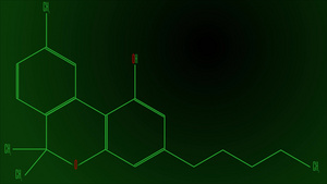 动画绿线绘制了大麻酚分子30秒视频