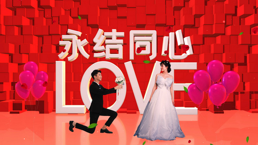 4K三维婚礼开场AE模板视频