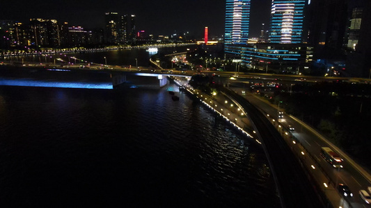 广州晚上城市交通视频