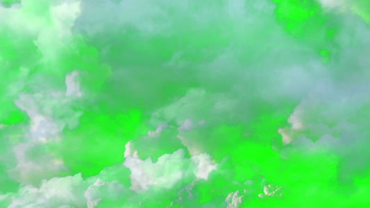 动画在绿屏背景上飞过云彩视频