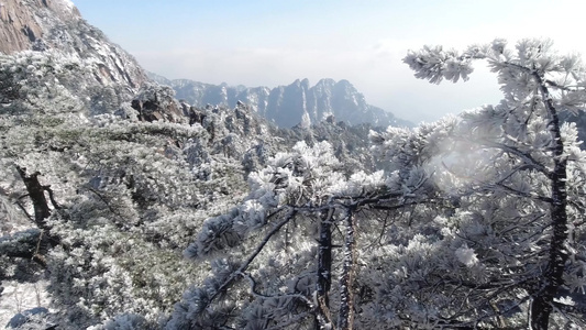 安徽黄山冬季雪景雾凇风光视频