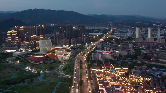 中国陶瓷谷夜景航拍湖南醴陵市视频