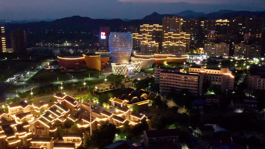 中国陶瓷谷夜景航拍湖南醴陵市视频