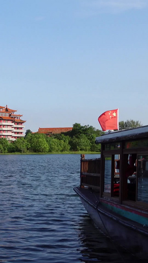 素材城市公园湖水游船旅游风景素材城市风光29秒视频