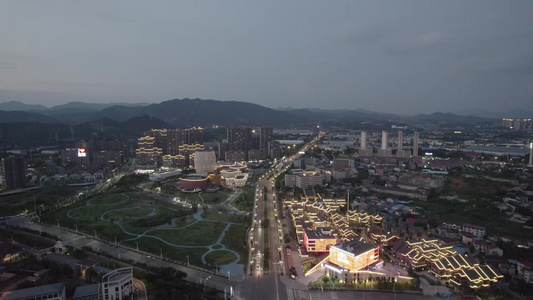 中国陶瓷谷夜景航拍湖南醴陵市视频