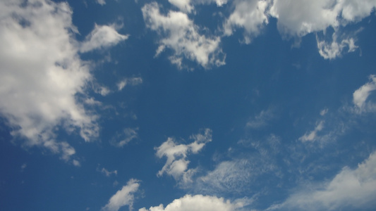 蓝色天空中的白毛云与美丽的云朵时间折叠滚动的云视频
