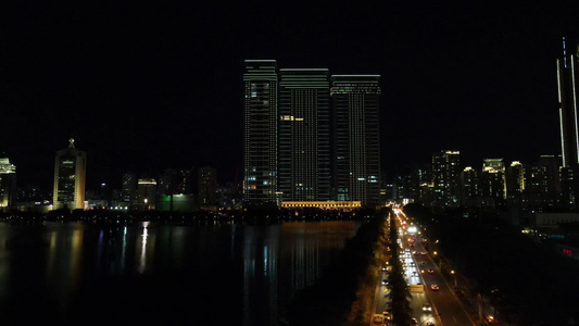 福建厦门城市夜景航拍视频