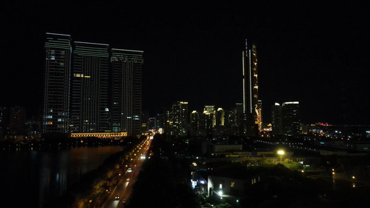 福建厦门城市夜景航拍视频