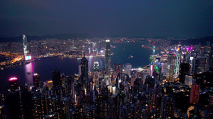 4k香港太平山夜景航拍17秒视频