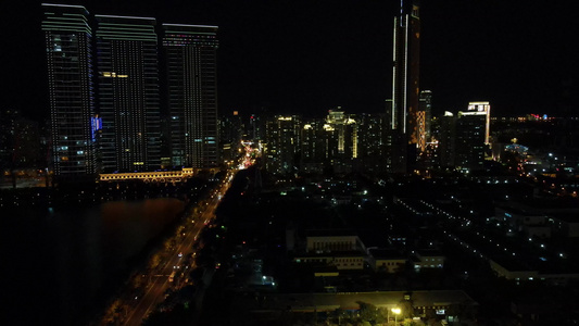 福建厦门城市夜景航拍视频