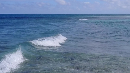 海底蓝海和棕榈附近白沙底的海滩之行热带海洋观望海岸视频