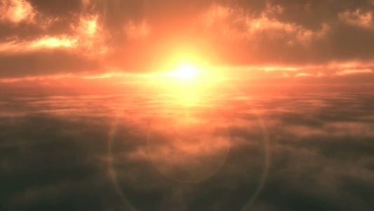 日落的空中飞机飞越云层上空视频