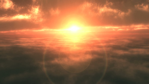 日落时空中飞机飞越云层上空16秒视频