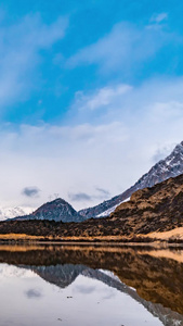 著名风景区然乌湖清晨延时西藏旅游视频