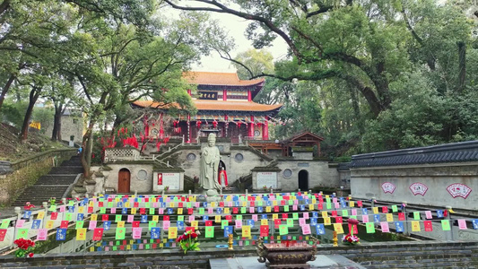 乐平市东山古寺航拍素材视频