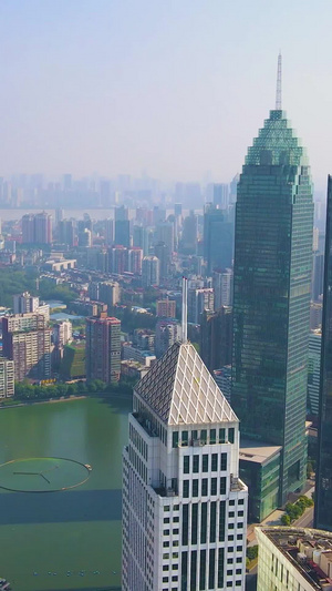 航拍武汉江汉区城市CBD武汉市中心55秒视频