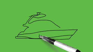 在抽象的绿色背景上绘制远洋船10秒视频