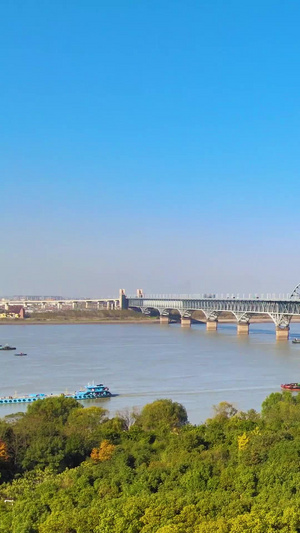 航拍九江长江大桥中国桥梁里程碑建筑 地标建筑64秒视频