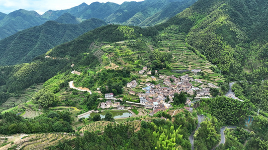 乡村振兴航拍浙江丽水松阳山区乡村农业村庄旅游自然风光4k素材视频