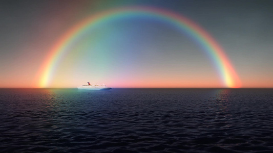 彩虹下的海洋帆船背景视频