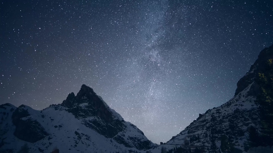 夜晚星空流星唯美延时视频