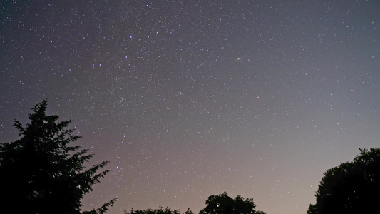 夜晚森林星空流星唯美延时视频