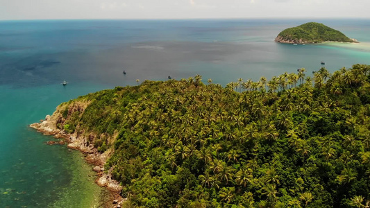 空中无人机查看泰国帕岸岛异国情调的海岸全景景观视频
